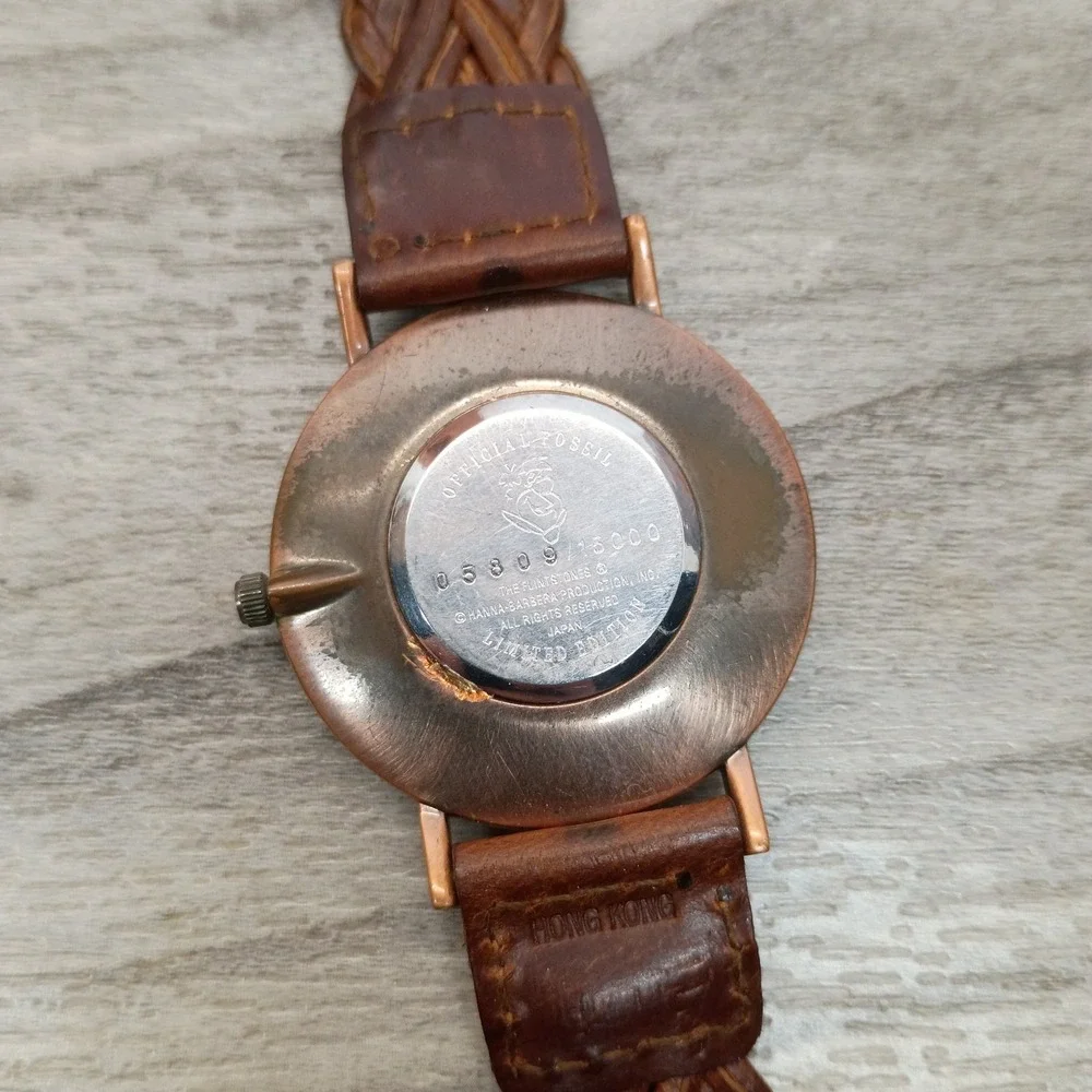 Vintage Fossil Fred Flintstone Watch Limited Edition Braided Strap & Tin 1993